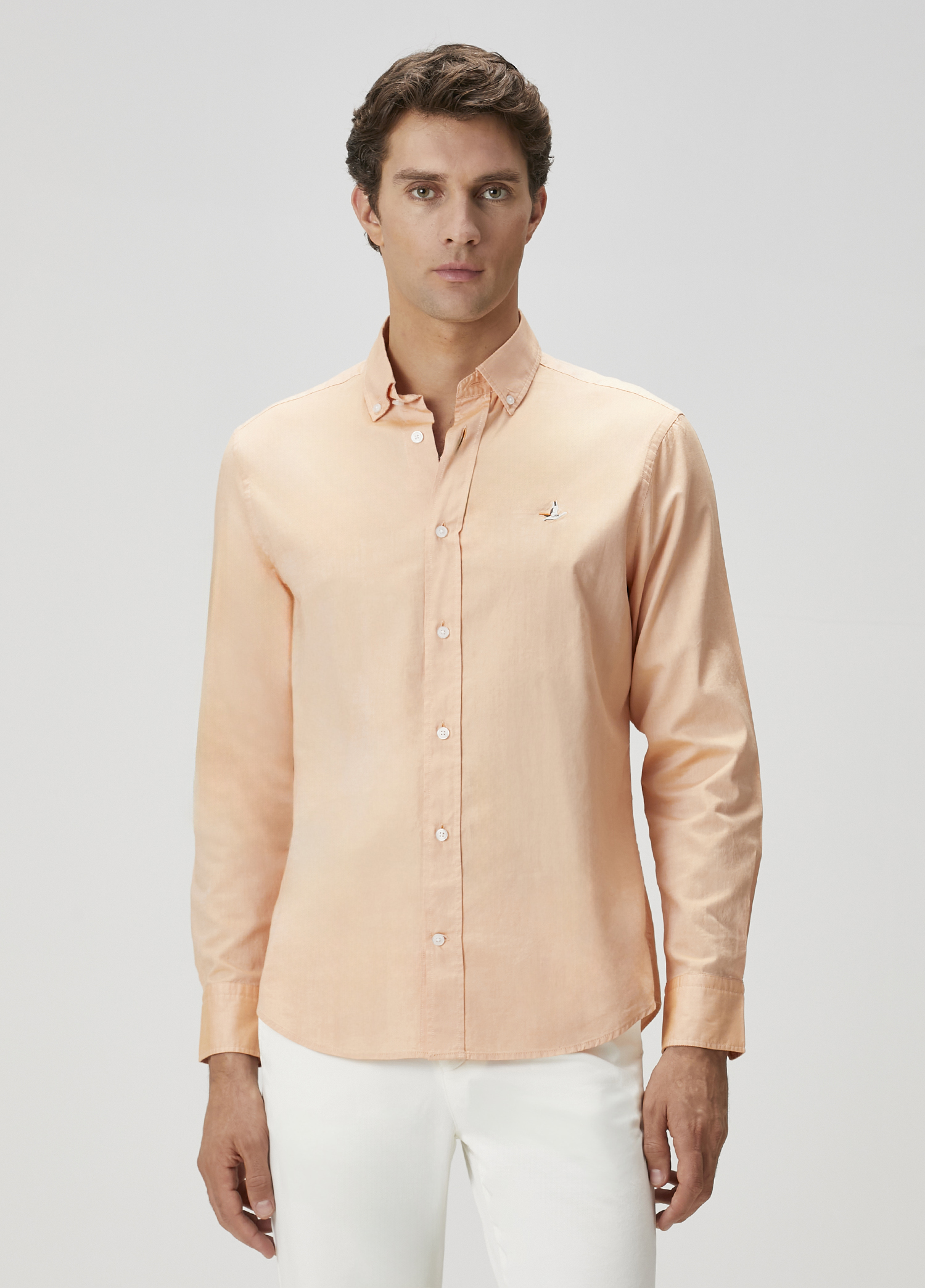 Comfort Fit Turuncu Oxford Gömlek_4