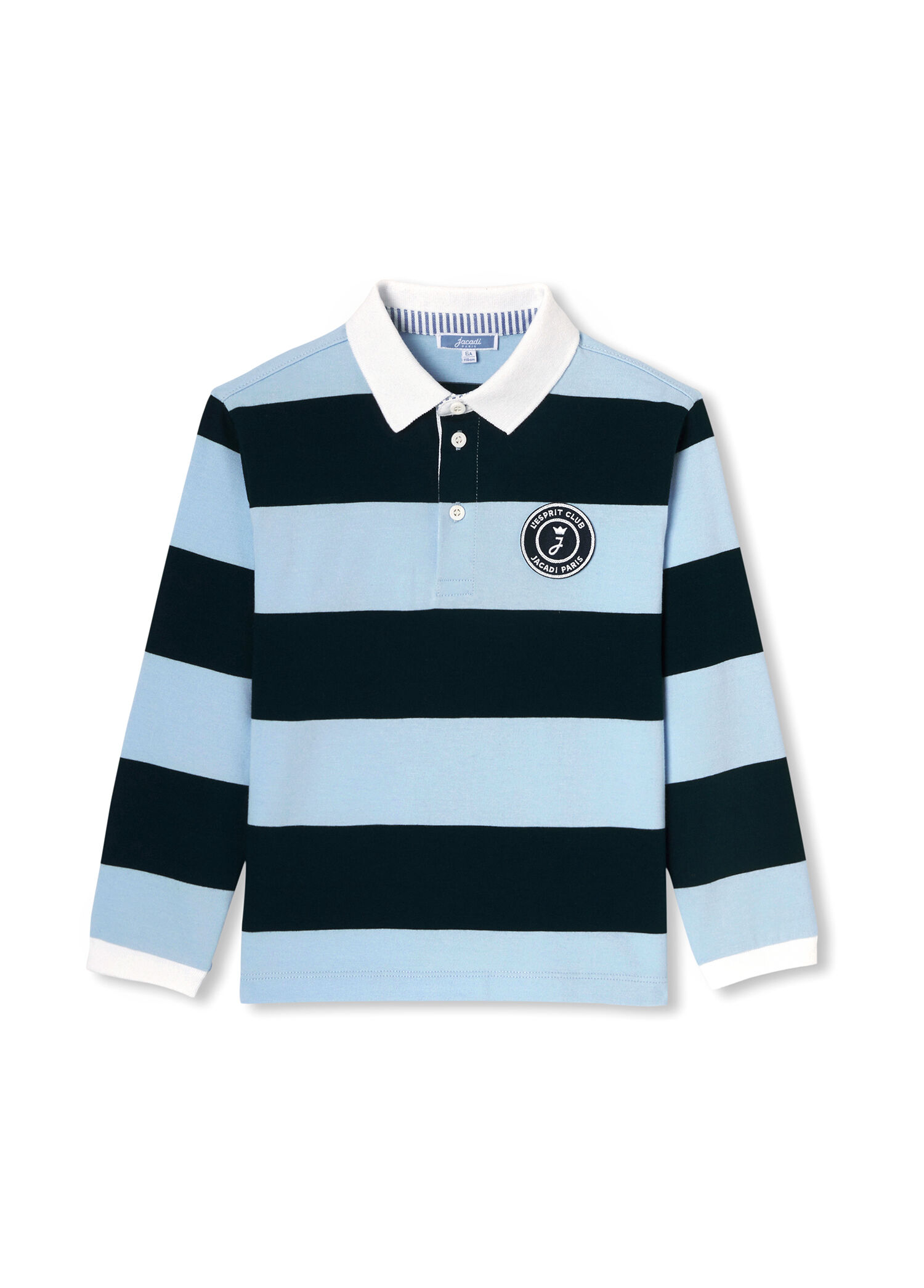 Mavi Lacivert Şeritli Polo Yaka Uzun Kollu Erkek Çocuk Sweatshirt